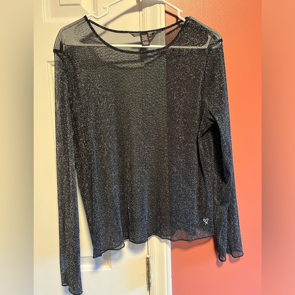 Sparkle mesh top long sleeve